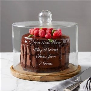 Write Your Own Personalized Cake Dome with Acacia Wood Base - 38212