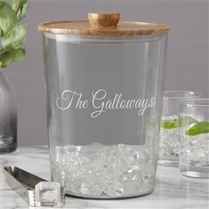 Brisbane Collection Personalized Clear Glass Ice Bucket with Acacia Lid - 38214