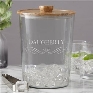 Classic Kitchen Engraved Glass Ice Bucket with Acacia Lid - 38215