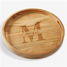 Lavish Last Name Engraved Acacia Wood Round Serving Tray - 38222