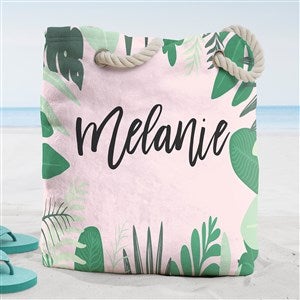 Palm Leaves Personalized Beach Bag- Large - 38266-L