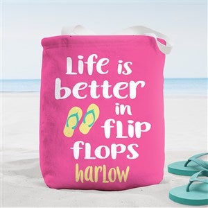 Life Is Better In Flip Flops Personalized Terry Cloth Beach Bag- Small - 38272-S