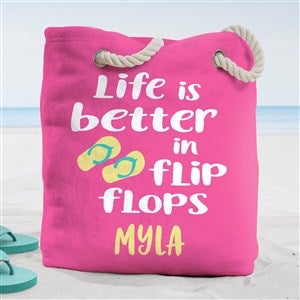 Life Is Better In Flip Flops Personalized Terry Cloth Beach Bag- Large - 38272-L