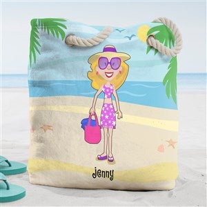 Summer Family Characters Personalized Beach Bag Large