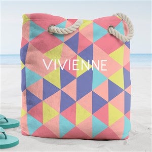 His and Hers Geometric Personalized Beach Bag- Large - 38282-L