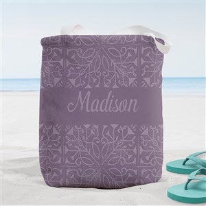 Stamped Pattern Personalized Terry Cloth Beach Bag- Small - 38286-S