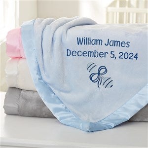Baby Rattle Embroidered Baby Blankets - Blue - 38296-B