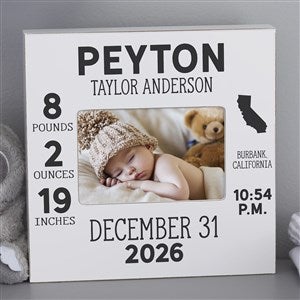 State Icon Birth Stats Baby Personalized 4x6 Box Frame- Horizontal - 38303-BH