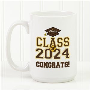 Cheers to the Graduate Personalized Coffee Mug 15oz.- White - 3833-L