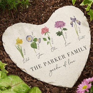 Birth Month Flower Personalized Heart Garden Stone - 9x10 - 38339-L