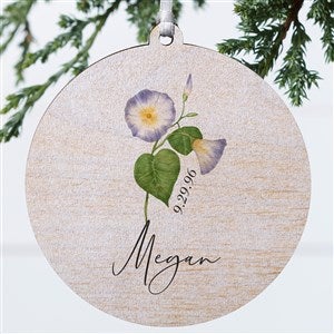 Birth Month Flower Personalized Ornament- 3.75" Wood - 1 Sided - 38377-1W