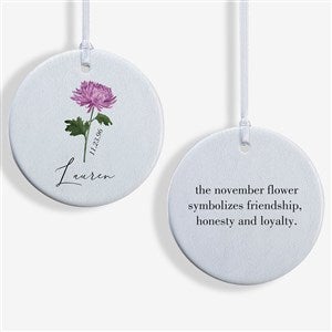 Birth Month Flower Personalized Ornament- 2.85quot; Glossy - 2 Sided - 38377-2