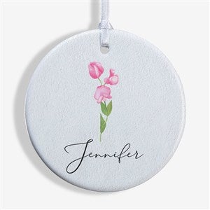 Birth Month Flower Personalized Ornament- 2.85quot; Glossy - 1 Sided - 38377-1