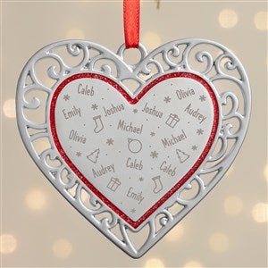 Repeating Name Personalized Silver Heart Ornament - 38389