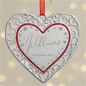 Family Name Personalized Silver Heart Ornament - 38390