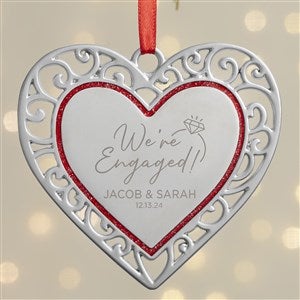 Were Engaged Personalized Silver Heart Ornament - 38396