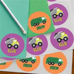 Construction & Monster Trucks Personalized Stickers - 38440