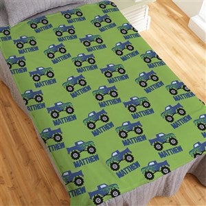 Construction & Monster Trucks Personalized 50x60 Plush Fleece Blanket - 38445