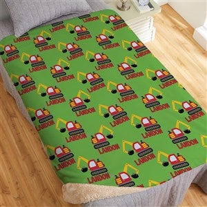 Construction & Monster Trucks Personalized 60x80 Sherpa Blanket - 38445-SL