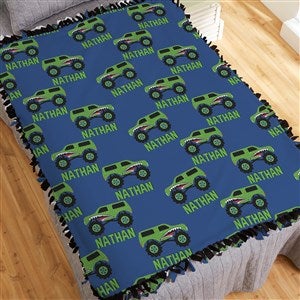Construction & Monster Trucks Personalized 50x60 Tie Blanket - 38445-T