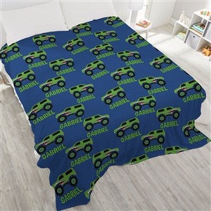 Construction & Monster Trucks Personalized 90x108 Plush King Fleece Blanket - 38445-K