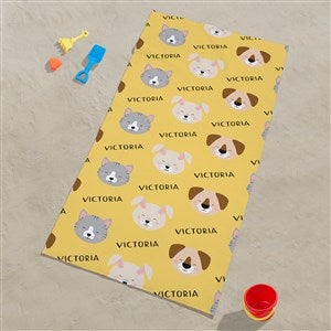 Animal Pals Personalized 35x72 Beach Towel - 38474-L