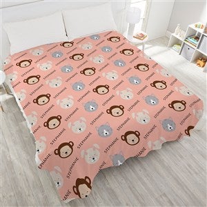 Animal Pals Personalized 90x90 Plush Queen Fleece Blanket - 38487-QU