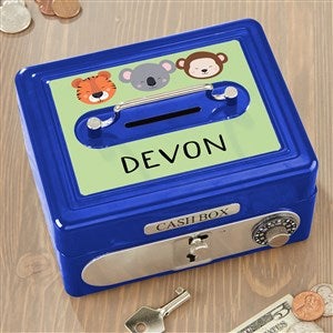 Animal Pals Personalized Cash Box- Blue - 38494