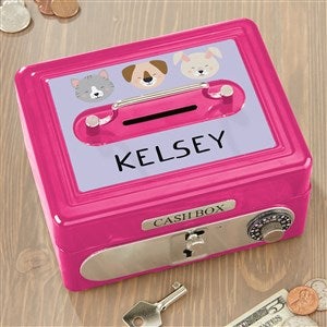Animal Pals Personalized Cash Box- Hot Pink - 38494-P