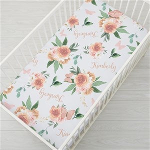 Butterfly Kisses Baby Girl Personalized Crib Sheet - 38515