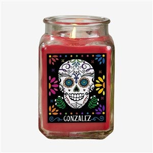 Day of the Dead Personalized 18 oz. Cinnamon Spice Candle Jar - 38546-18CS