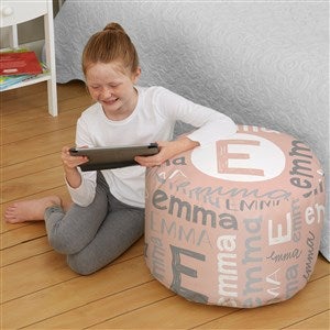 Youthful Name Personalized Round Ottoman - 20.5 x 20.5 x 13 - 38554D