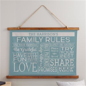 Family Rules Personalized Wood Topped Tapestry - 36x26 - 38558D-H