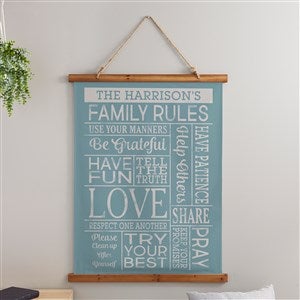 Family Rules Personalized Wood Topped Tapestry - 26x36 - 38558D-V