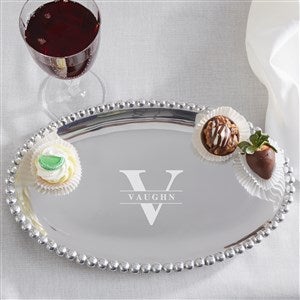 Lavish Last Name Mariposa String of Pearls Personalized Oval Tray - 38574