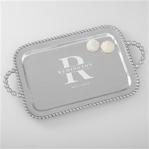 Lavish Last Name Mariposa String of Pearls Personalized Handled Serving Tray - 38576