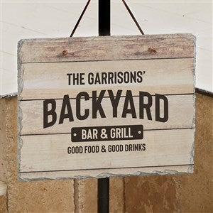 Backyard Bar & Grill Personalized Outdoor Slate Sign - 38592