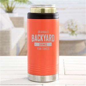 Backyard Bar & Grill Personalized Stainless Insulated Slim Can Holder- Coral - 38600-C