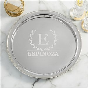 Laurel Wreath Personalized Round Silver Tray - 38634