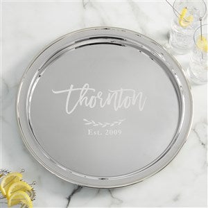 Family Name Personalized Round Silver Tray - 38636