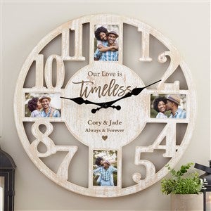 Our Love Is Timeless Personalized Picture Frame Wall Clock - Whitewashed - 38648-W