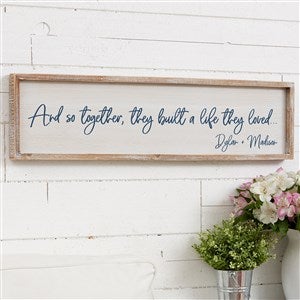 Together They Built a Life Personalized Whitewashed Barnwood Wall Art- 30" x 8" - 38658W-30x8