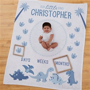 Baby Dino Personalized Milestone Fleece Blanket - 38692