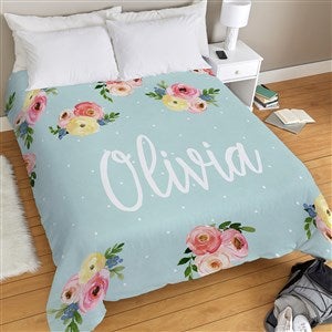 Floral Personalized Duvet Cover - Queen 88x88 - 38736D-Q