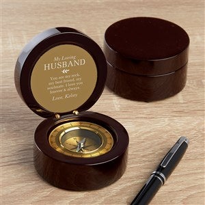 To My Husband Personalized Navigator Compass - Engraved Mahogany - 38885-MHY
