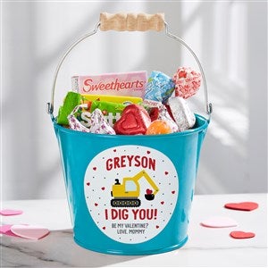 I Dig You Personalized Valentines Day Mini Treat Bucket- Turquoise - 38919-T