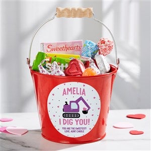 I Dig You Personalized Valentines Day Mini Treat Bucket- Red - 38919-R