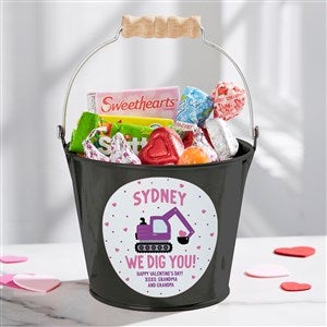 I Dig You Personalized Valentines Day Mini Treat Bucket- Black - 38919-B