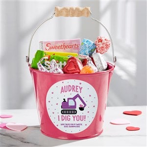 I Dig You Personalized Valentines Day Mini Treat Bucket -Pink - 38919-P