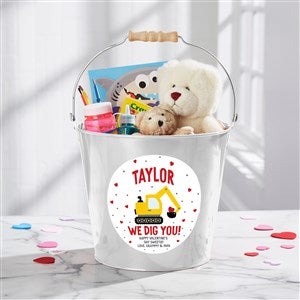 I Dig You Personalized Valentines Day Large Treat Bucket- White - 38919-L